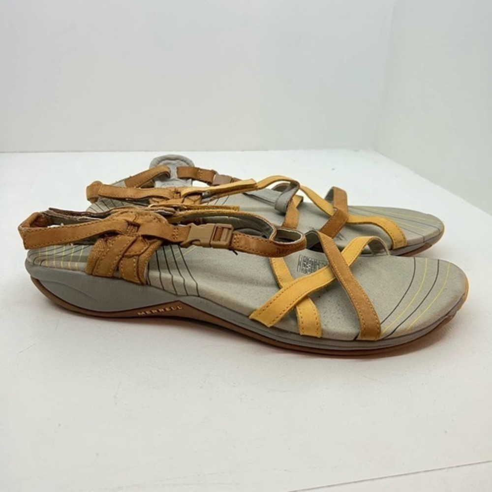 Merrell womens aster sport sandals ginger leather uppers cushion sole size 11 - Picture 2 of 11